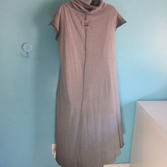 Studio B3 Womens Size 40 / M Gray Cotton Avant Garde Midi Cowlneck Long Dress - Picture 7 of 15